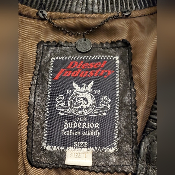 "SOLD" Diesel industry leather bomber jacket euc size L - Picture 8 of 16